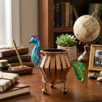 Rajasthani Wrought Iron Peacock Metal Planter and Decorative Urn I-314-A
