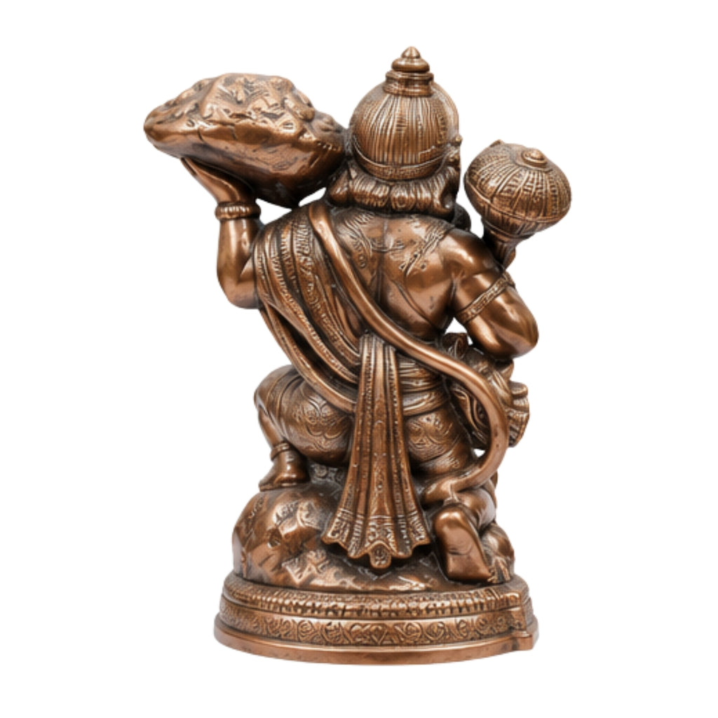 Divine Bajrangbali Statue in Gunmetal Copper Tone – Flying Hanuman with Sanjeevani Mountain G-154-A