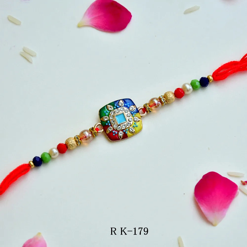 Color Splash Designer Rakhi with Stone-Studded Center – RK-179