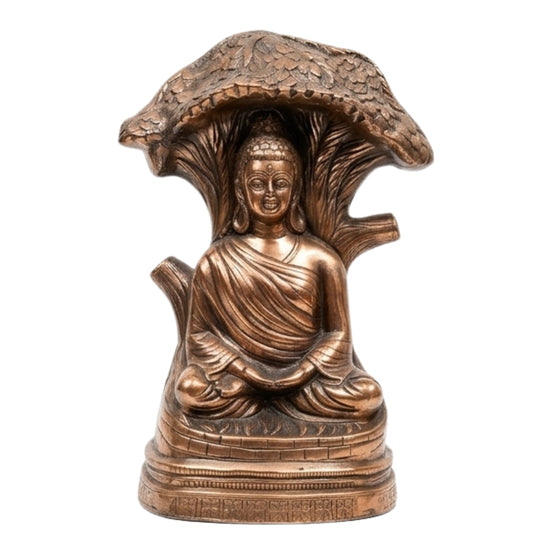 Divine Lord Buddha Under Bodhi Tree Idol in Gunmetal Copper Tone – Zen Home Decor G-287-A