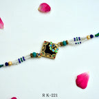 Classic Peacock Square Meenakari Rakhi – RK-221 | Traditional Beaded Rakhi