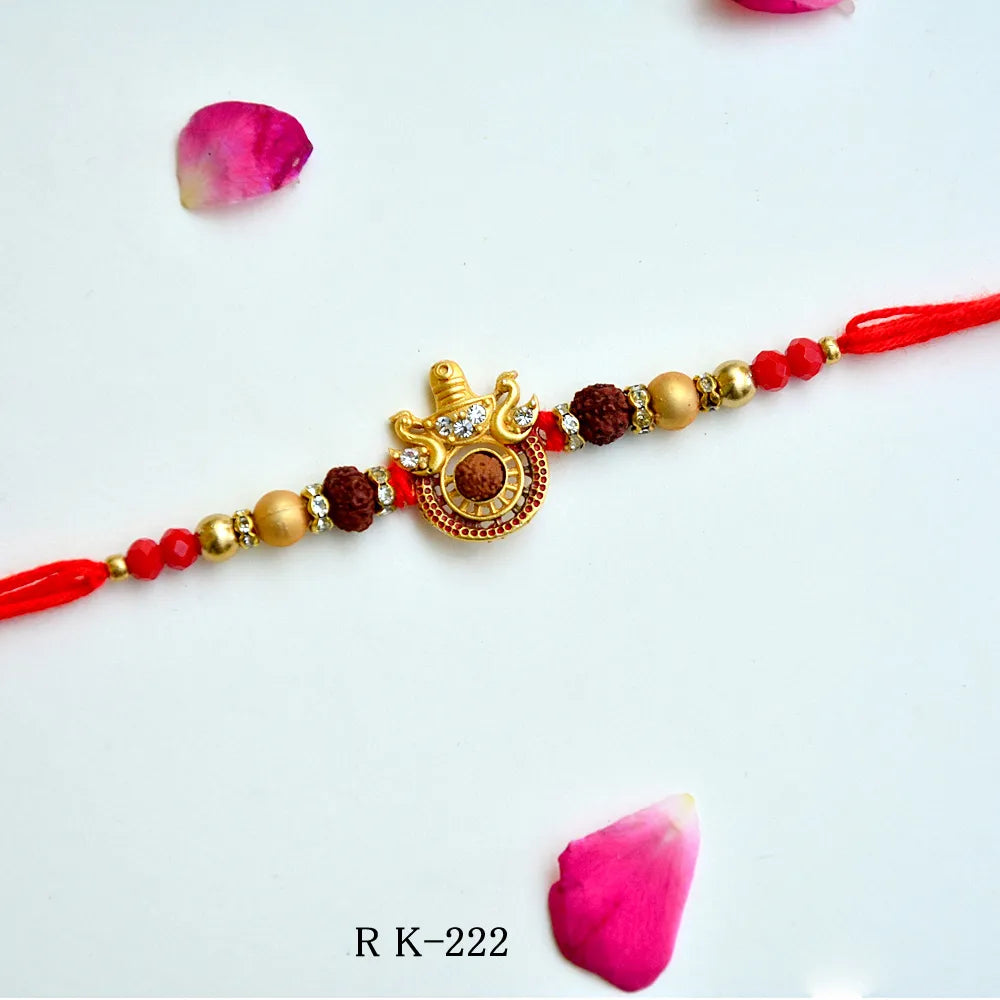 Rudraksha Shivling Rakhi – RK-222 | Spiritual Rakhi with Rudraksha Beads & Shiv Design