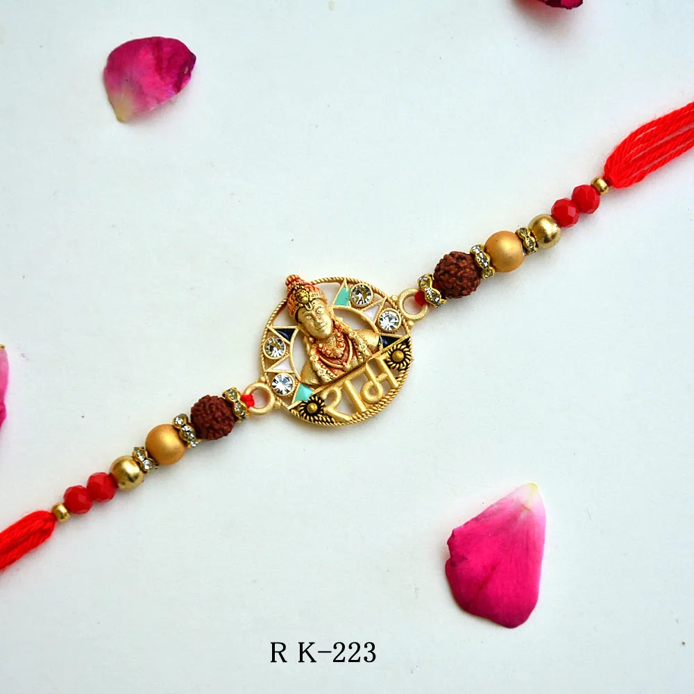 Rudraksha RAM Rakhi – RK-223 | Designer Rakhi with Lord RAM Motif & Rudraksha Beads
