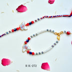 Stylish Butterfly Evil Eye Bhaiya Bhabhi Rakhi Set - RK-272