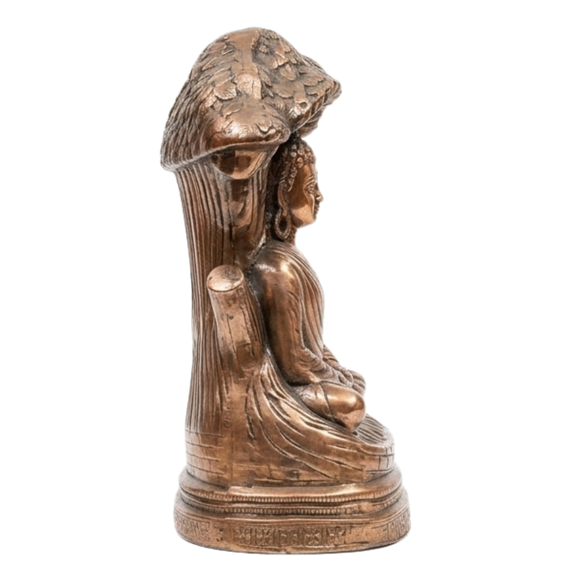 Divine Lord Buddha Under Bodhi Tree Idol in Gunmetal Copper Tone – Zen Home Decor G-287-A