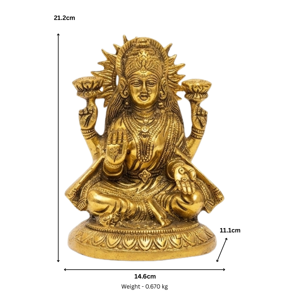 Handcrafted Premium Metal Goddess Lakshmi Idol – Traditional Sitting Laxmi Murti with Lotus & Abhaya Mudra for Home Mandir Altar, Pooja, and Auspicious Gifting