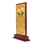 Elegant Multi-Size Wooden Recognition Shield Trophy with Circular Laurel Emblem M-24
