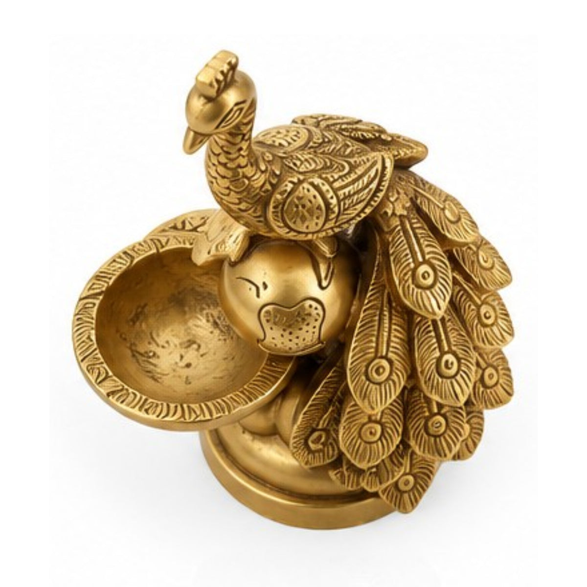 Exquisite Handcrafted Brass Peacock Diya – Traditional Single Wick Oil Lamp for Home Decor & Pooja BR-205-A