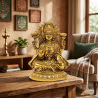 Handcrafted Premium Metal Goddess Lakshmi Idol – Traditional Sitting Laxmi Murti with Lotus & Abhaya Mudra for Home Mandir Altar, Pooja, and Auspicious Gifting