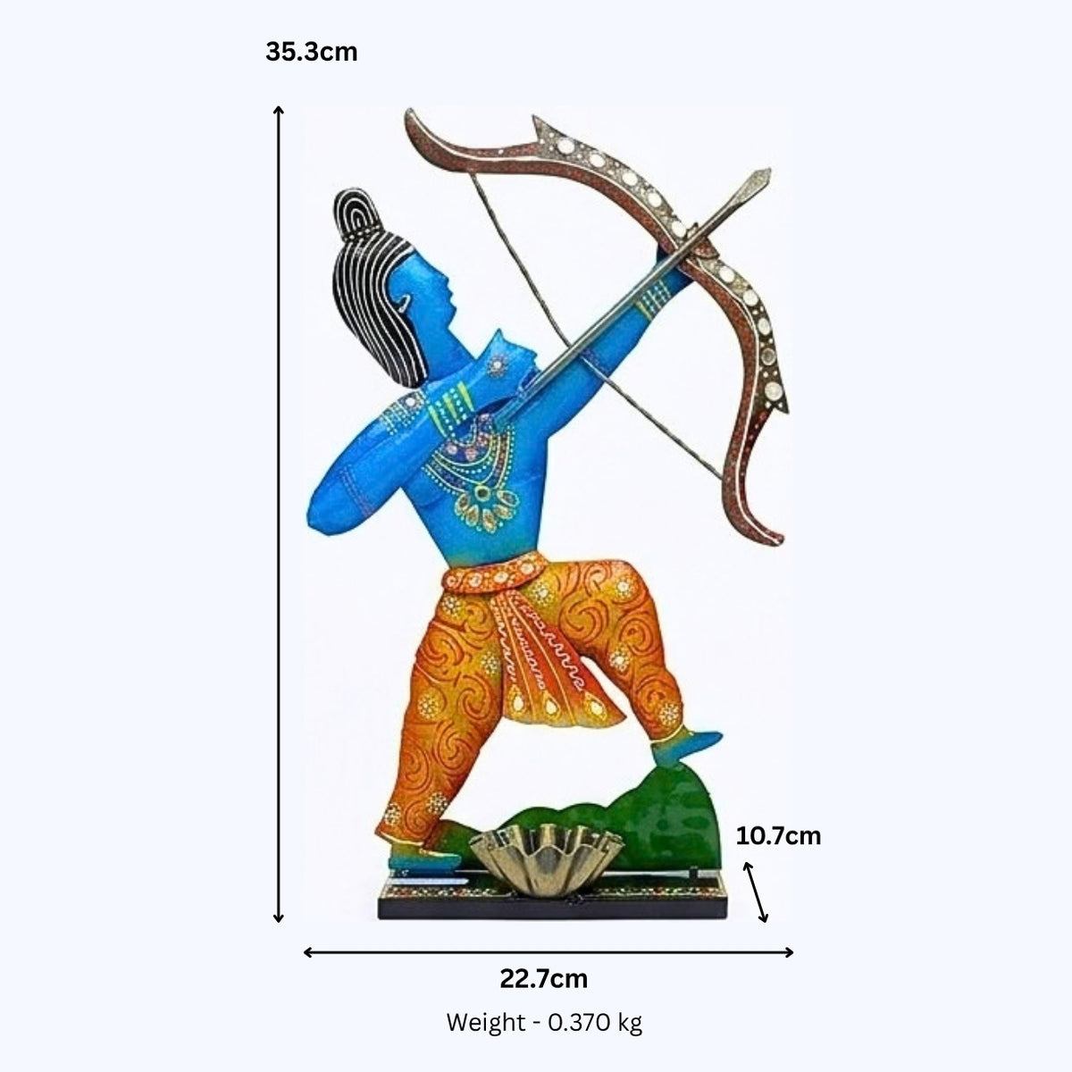 Rajasthani Handcrafted Wrought Iron Lord Rama T-Light Holder Showpiece I-202-A