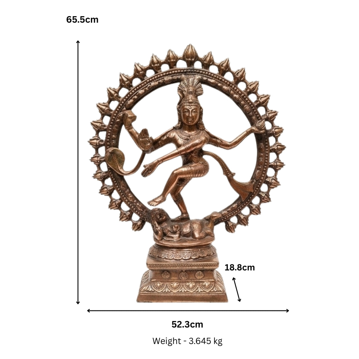 Divine Lord Shiva Natraj Statue in Gunmetal Copper Tone – Spiritual Art Masterpiece G-249-A