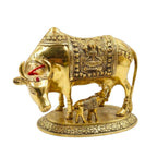 Handcrafted Kamdhenu Cow with Calf Statue – Traditional Vastu Gau Mata Idol & Spiritual Puja Showpiece W-2-B-WS