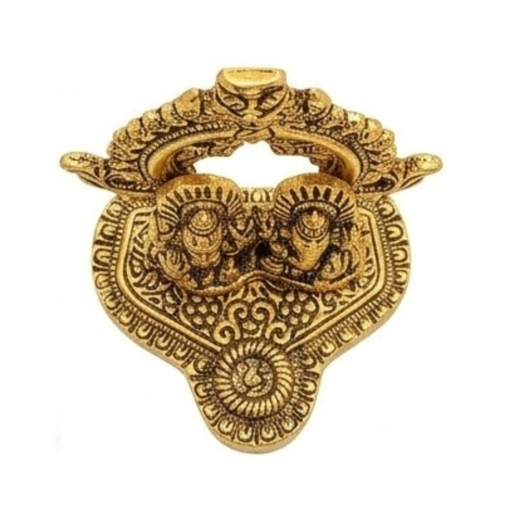 Golden Laxmi Ganesha Metal Idol with Decorative Prabhavali Archa W-231-A