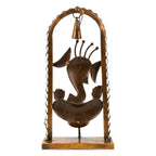 Handcrafted Wrought Iron Ganesha Figurine in Arch Frame – Traditional Antique Gold Metal Lord Ganesha Showpiece with Hanging Bell and Diya / T-Light Holder for Home Temple I-186-A
