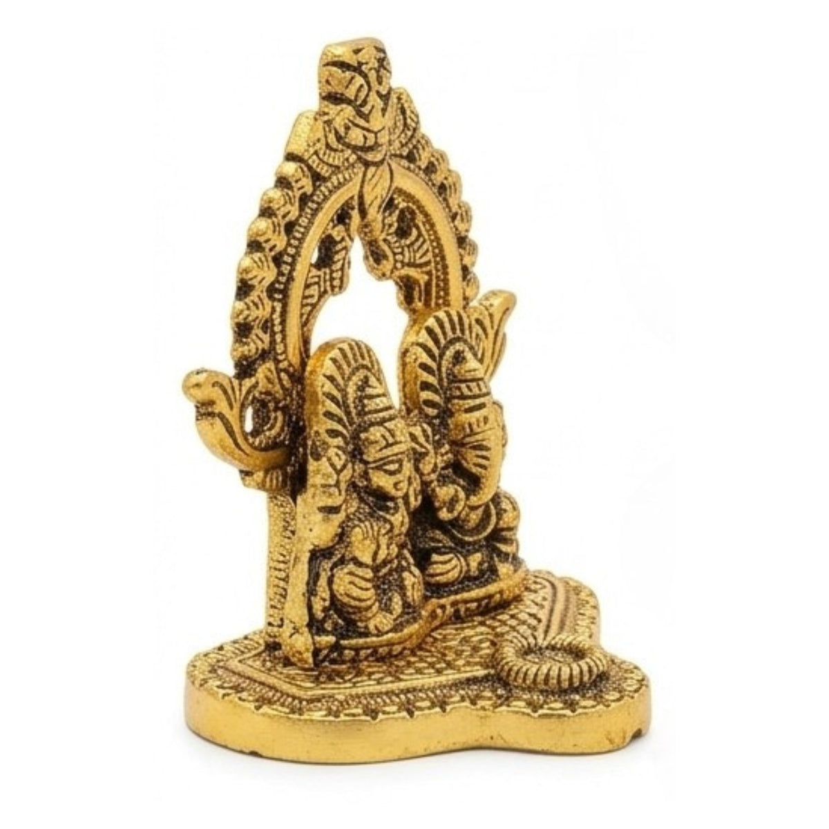 Golden Laxmi Ganesha Metal Idol with Decorative Prabhavali Archa W-231-A