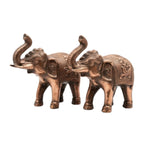 Premium Antique Copper Finish Elephant Figurine Pair for Vastu & Home Decor (Set of 2) G-81-B