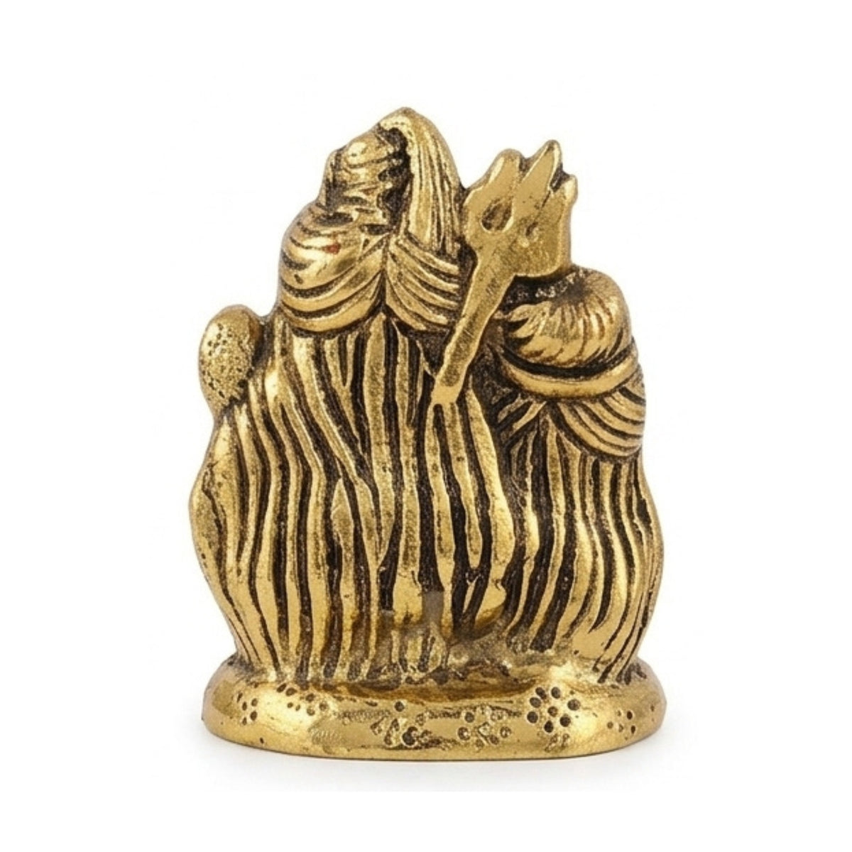 Golden Metal Shiv Parivar Statue – Lord Shiva, Goddess Parvati, and Lord Ganesha Idol W-221-A