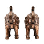 Premium Antique Copper Finish Elephant Figurine Pair for Vastu & Home Decor (Set of 2) G-81-B