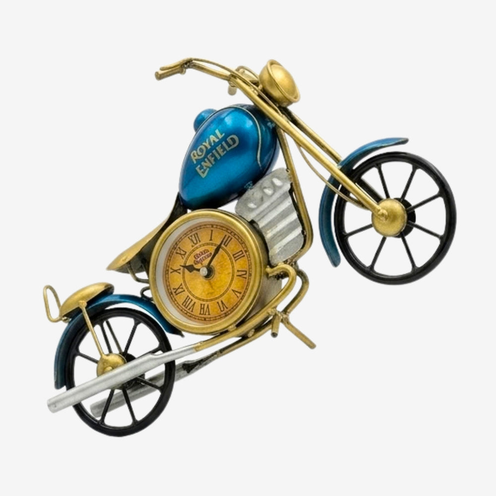 Handcrafted Vintage Royal Enfield Bullet Miniature Bike Table Clock & Desk Decor I-307-A