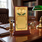 Elegant Multi-Size Wooden Recognition Shield Trophy with Circular Laurel Emblem M-24
