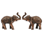 Premium Antique Copper Finish Elephant Figurine Pair for Vastu & Home Decor (Set of 2) G-81-B