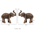 Premium Antique Copper Finish Elephant Figurine Pair for Vastu & Home Decor (Set of 2) G-81-B