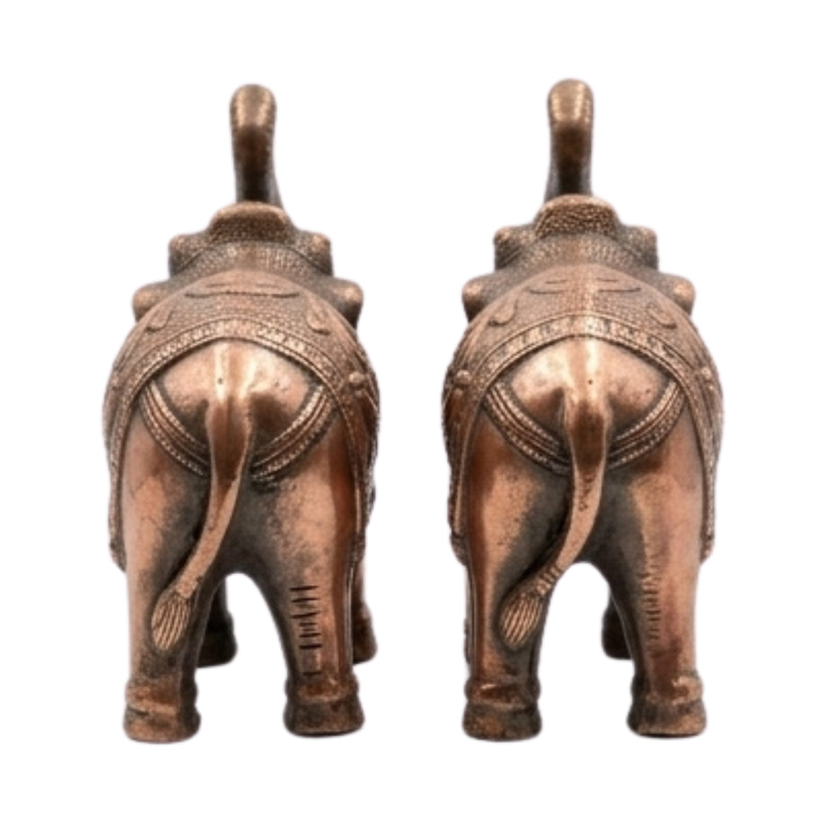 Premium Antique Copper Finish Elephant Figurine Pair for Vastu & Home Decor (Set of 2) G-81-B