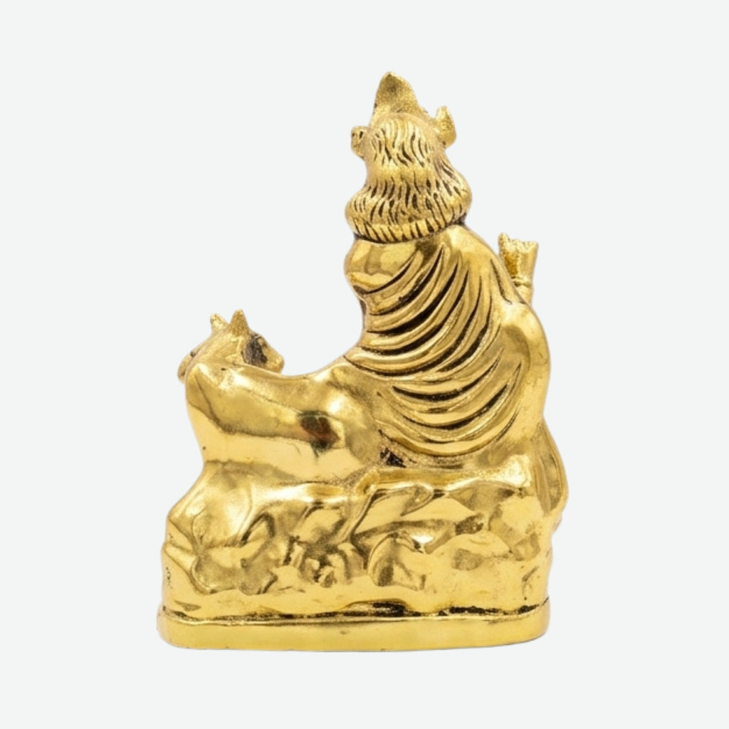 Metal Lord Krishna Statue – Golden Murlidhar Idol with Kamdhenu Cow W-187-A