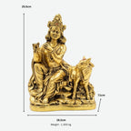 Metal Lord Krishna Statue – Golden Murlidhar Idol with Kamdhenu Cow W-187-A