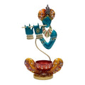 Handcrafted Rajasthani Iron Lord Krishna Figurine with Flute – Traditional Indian Wrought Iron Krishna Idol Showpiece with Tealight Candle Holder for Home Decor I-211-A