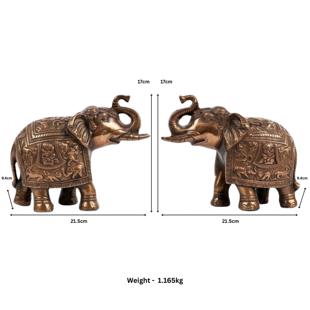 Handcrafted Gunmetal Copper Finished Elephant Statues (Pair) G-31-A