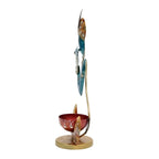 Handcrafted Rajasthani Iron Lord Krishna Figurine with Flute – Traditional Indian Wrought Iron Krishna Idol Showpiece with Tealight Candle Holder for Home Decor I-211-A