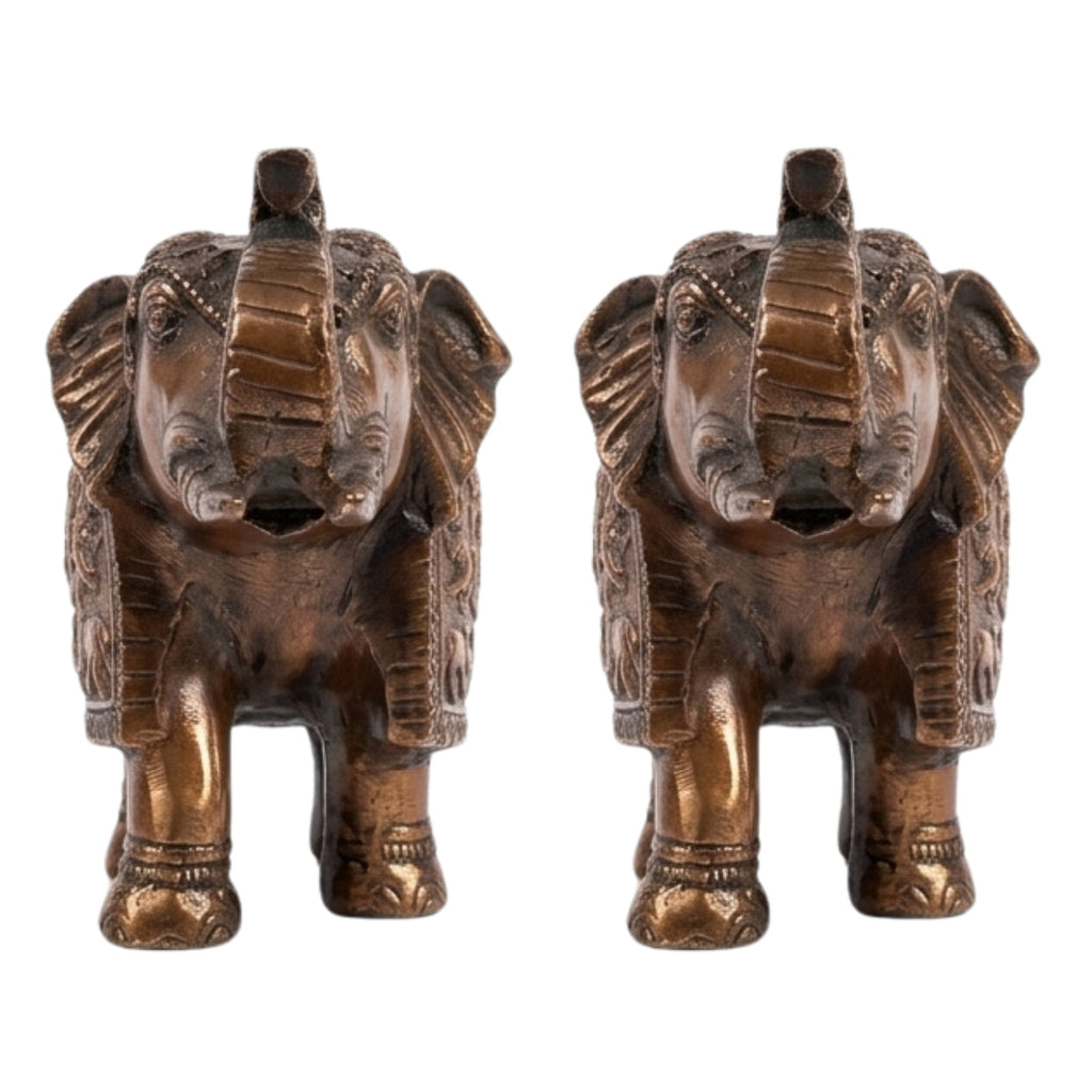 Handcrafted Gunmetal Copper Finished Elephant Statues (Pair) G-31-A
