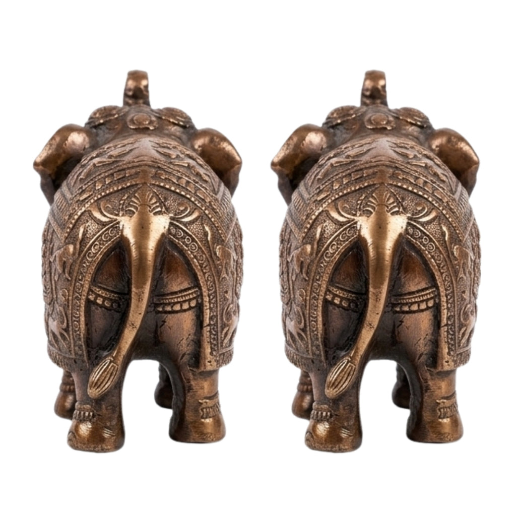 Handcrafted Gunmetal Copper Finished Elephant Statues (Pair) G-31-A