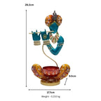 Handcrafted Rajasthani Iron Lord Krishna Figurine with Flute – Traditional Indian Wrought Iron Krishna Idol Showpiece with Tealight Candle Holder for Home Decor I-211-A