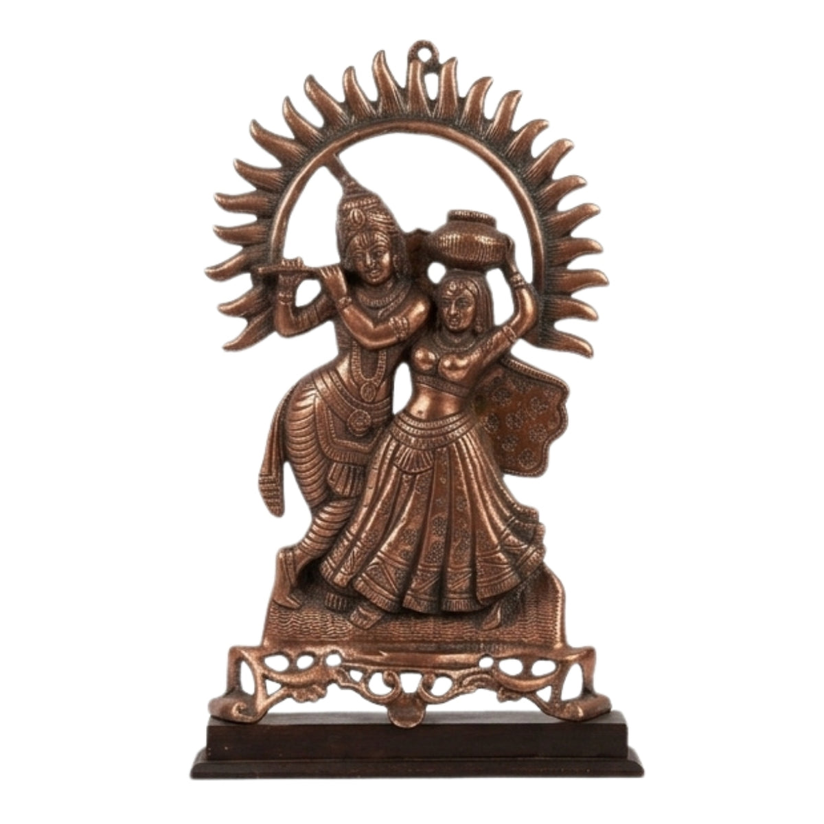 Handcrafted Antique Copper Gunmetal Radha Krishna Deity Figurine G-186-A