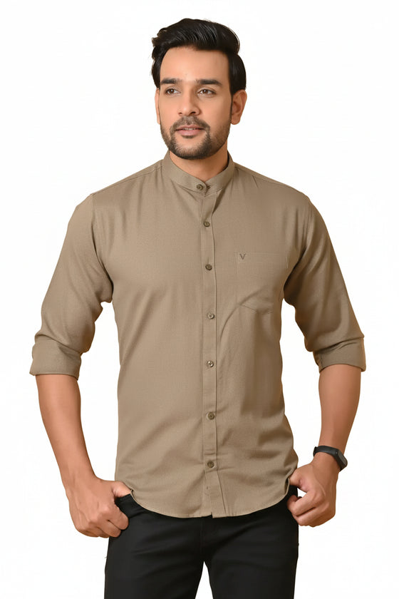 CraftEarth's Men's Chocolate Brown Solid Shirt - FS - C5