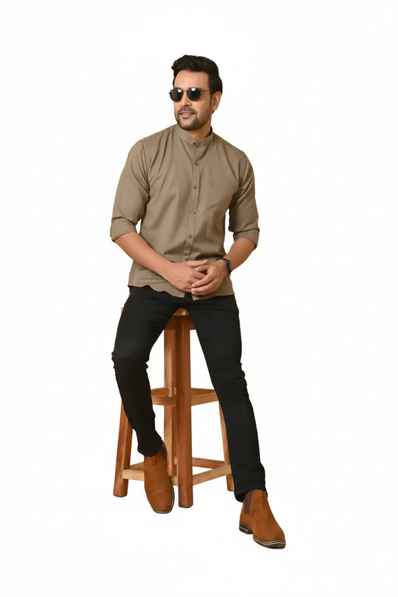 CraftEarth's Men's Chocolate Brown Solid Shirt - FS - C5