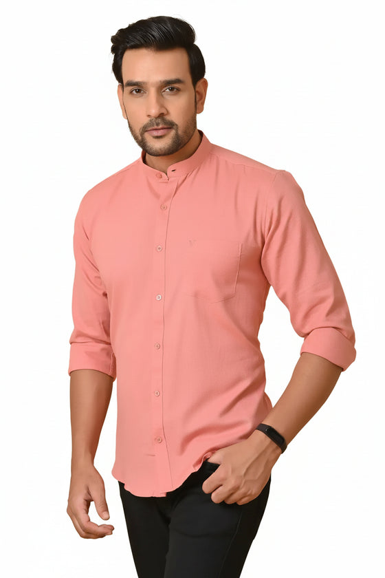 CraftEarth Men's Peach Color Solid Shirt FS - C10