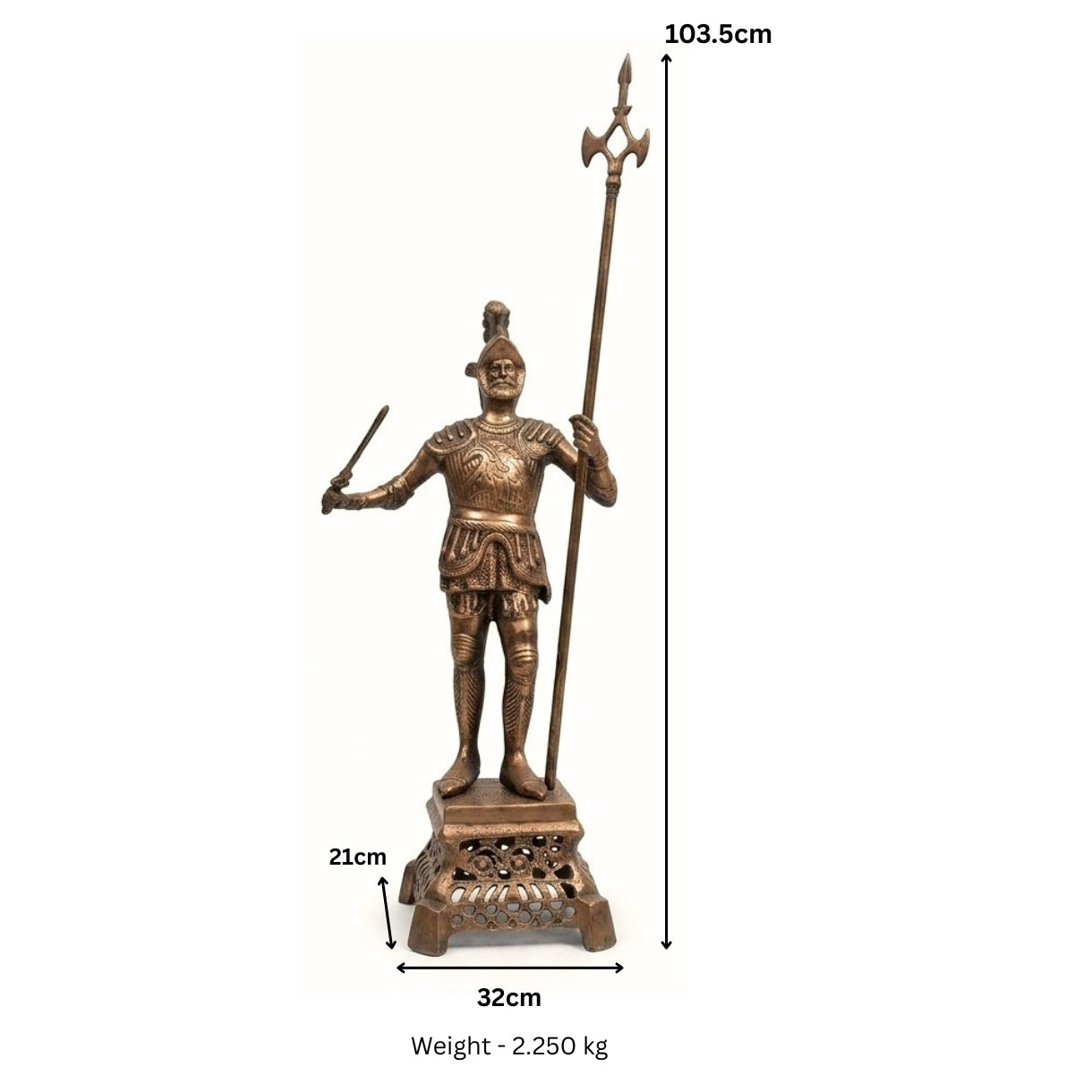 Premium Handcrafted 41-Inch Antique Roman Soldier Metal Statue G-36-A