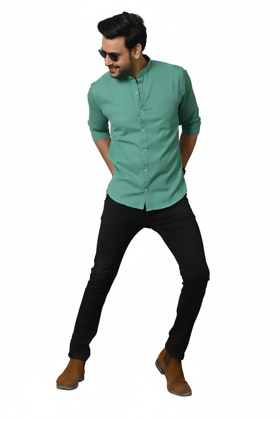 CraftEarts Men's Pearl Green Solid Shirt FS-C35