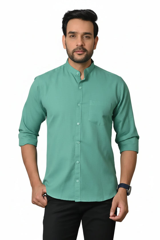 CraftEarts Men's Pearl Green Solid Shirt FS-C35