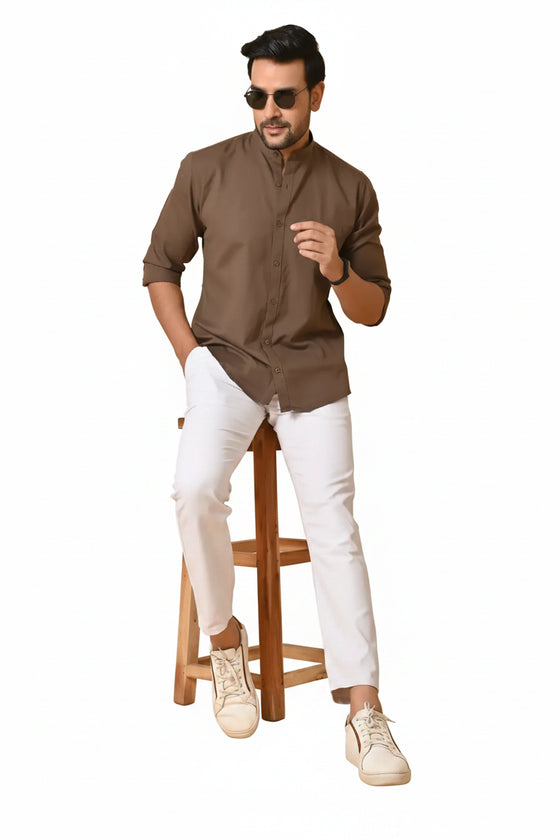 CraftEarth Men's Light Brown Solid Shirt | Mens Casual Shirt FS-C4