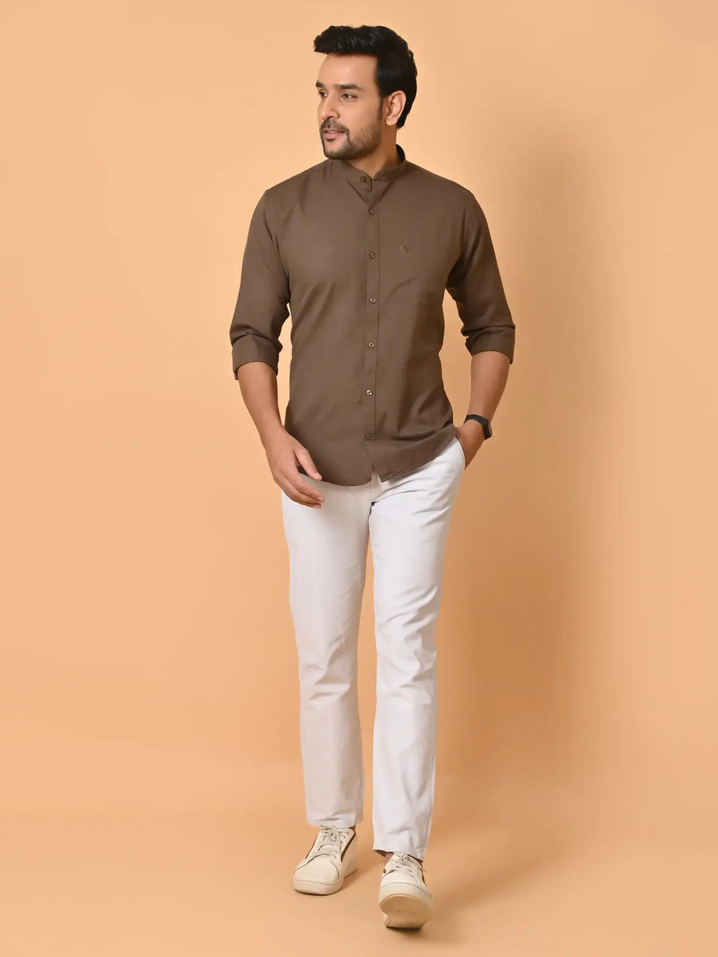 CraftEarth Men's Light Brown Solid Shirt | Mens Casual Shirt FS-C4
