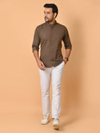 CraftEarth Men's Light Brown Solid Shirt | Mens Casual Shirt FS-C4