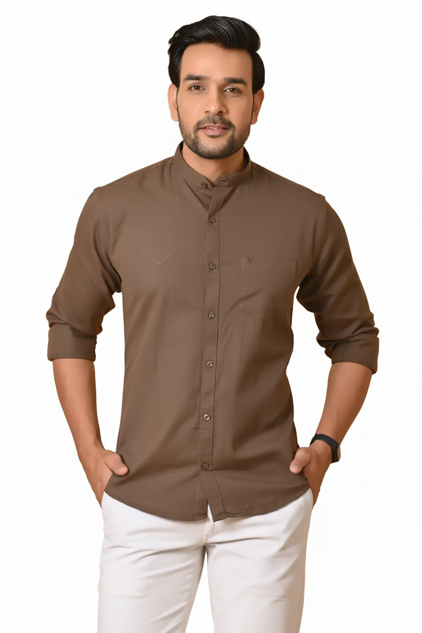 CraftEarth Men's Light Brown Solid Shirt | Mens Casual Shirt FS-C4