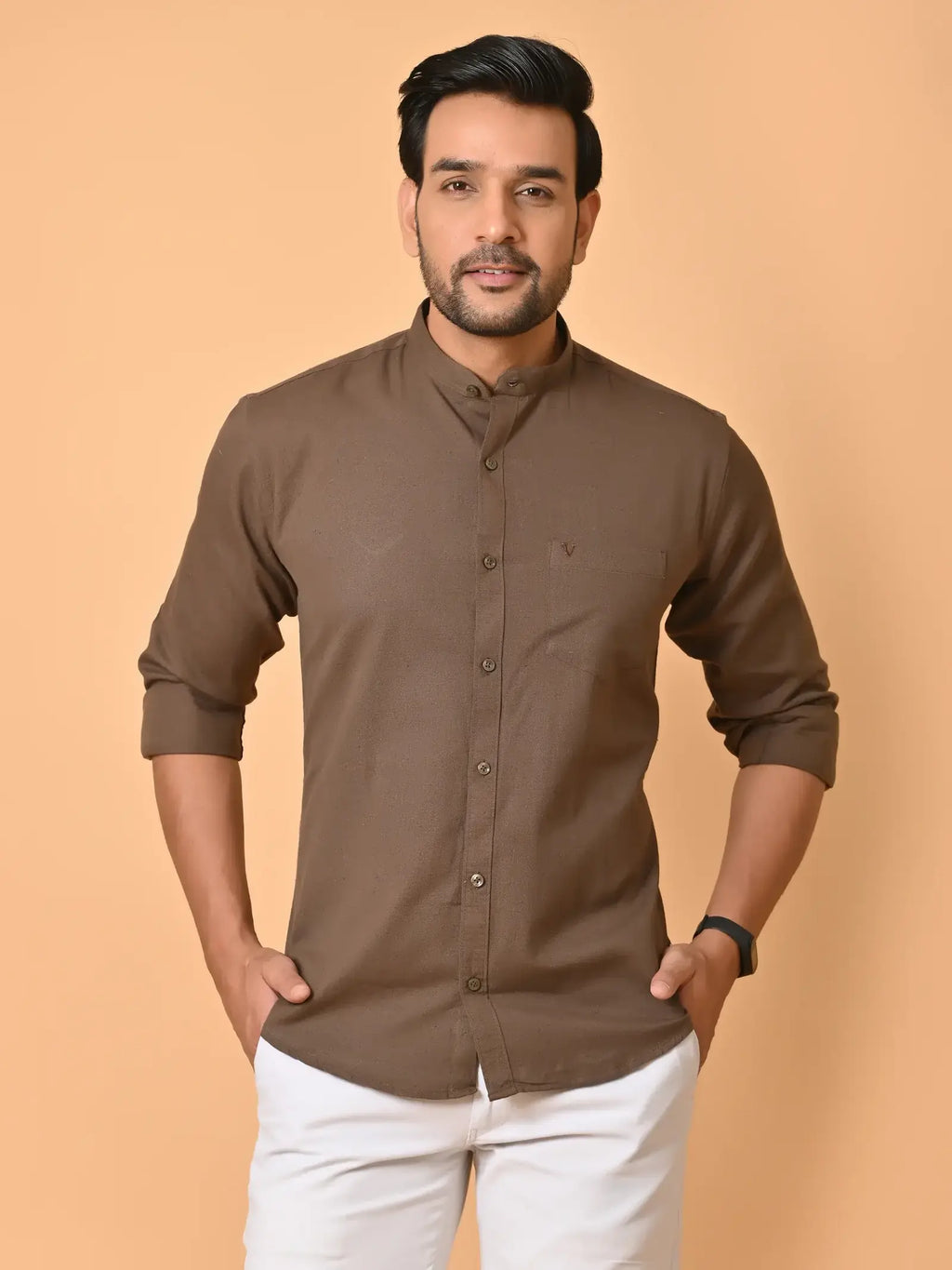 CraftEarth Men's Light Brown Solid Shirt | Mens Casual Shirt FS-C4