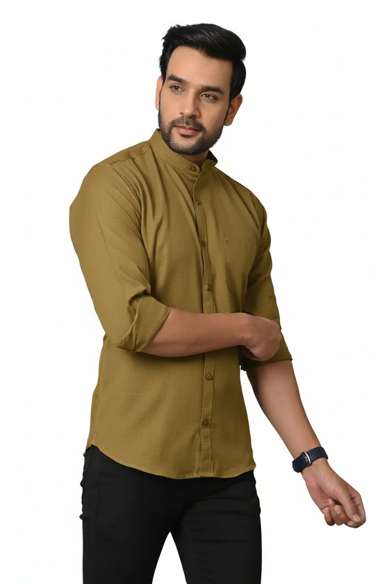 CraftEarth's Men's Olive Green Solid Shirt - FS - C27