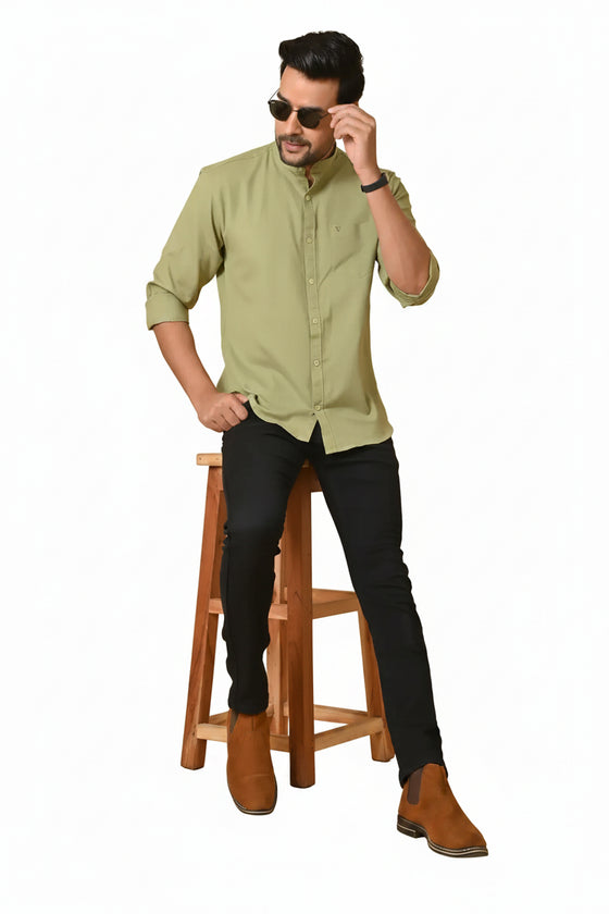 CraftEarth's Men's Mantis Green Solid Shirt FS-C35