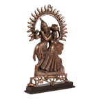 Handcrafted Antique Copper Gunmetal Radha Krishna Deity Figurine G-186-A